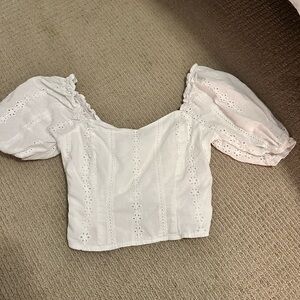 Wild Fable White Eyelet Puff Sleeve Blouse